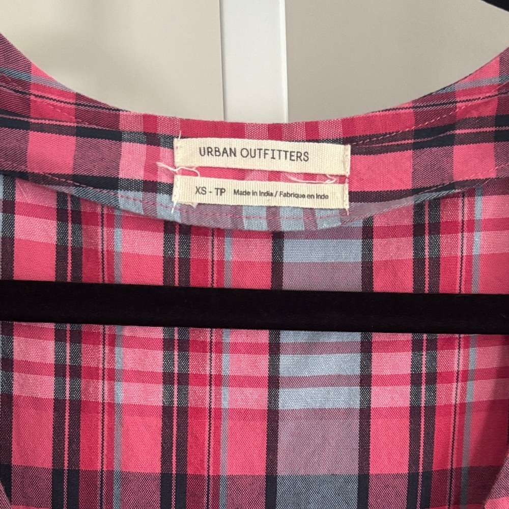 Urban Outfitters Pink & Blue Plaid Overalls Wide Leg Crop Length Womens Size XS - Picture 5 of 5
